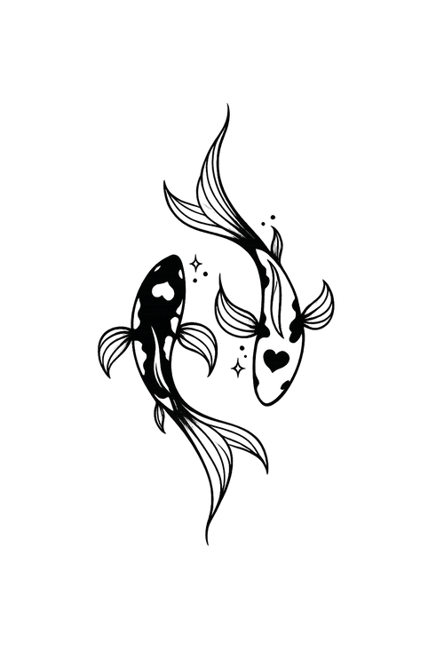 Tatouage carpe koi avec coeur