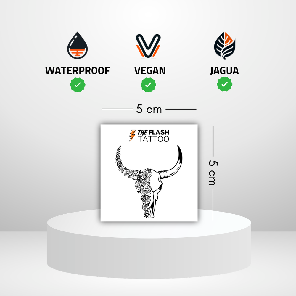 Tatouage ephemere buffle avec fleurs