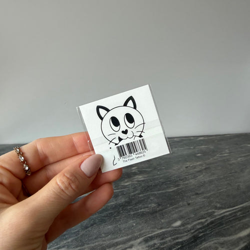 Tatouage éphémère chat cartoon avec poisson adore tattoo chat doodle