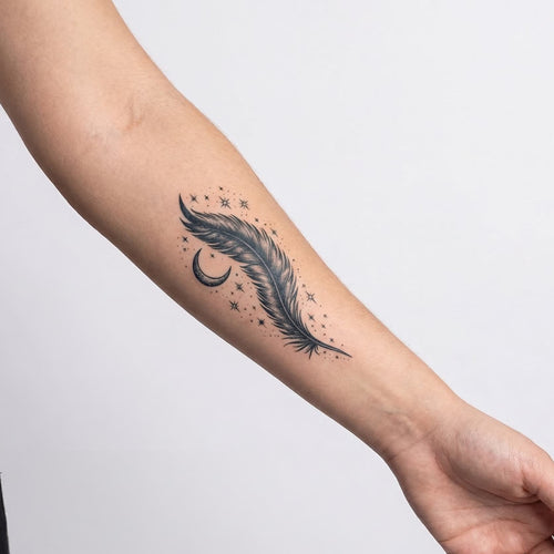 Tatouage temporaire plume jusqu'à 2 semaines à l'encre de jagua
