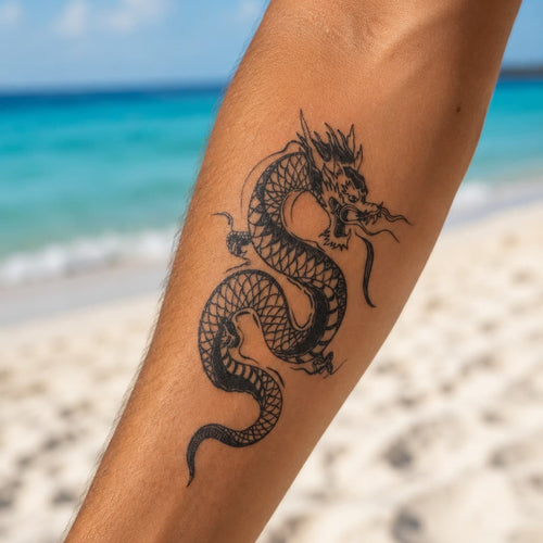 Tatouage ephemere hommr grand dragon pour les vacances sur la plage 
Dure jusqu'à 2 semaines hyper réaliste et sans regret