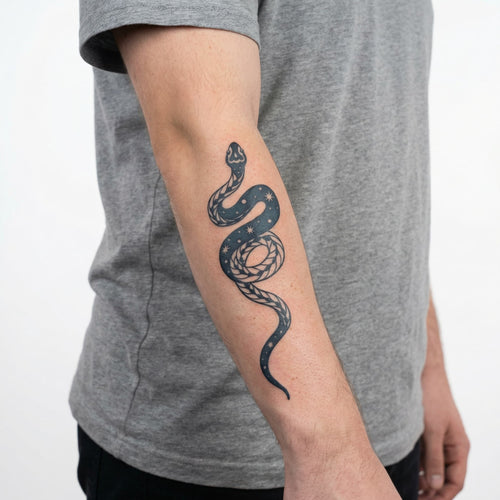 Tatouage homme serpent réaliste longue durée
